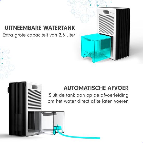 AG240 Luchtontvochtiger - Luchtreiniger - Dehumidifier - Grote watertank 2.5L capaciteit, 800ml/D ontvochtiging, 10-35m2 bereik -energiezuinig, verlichting 7 kleuren - Voor huis, kamer, badkamer & kelder