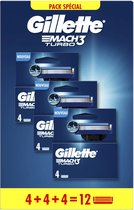 Gillette Mach3 Turbo 12 lames de rasoir pour hommes NOUVEAU