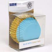 PME Cupcakevormpjes Blauw met Gouden Rand pk/30