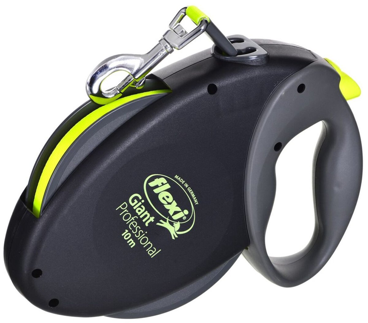 Hondenriem flexi Giant Professional 10m zwart/neon geel