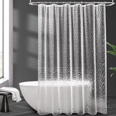 Douchegordijn transparant, 180 x 200 cm, met 5 magneten onderaan, schimmelwerend, waterdicht, met 12 ringen, zeshoekig patroon, waterdicht, voor badkuip en badkamer
