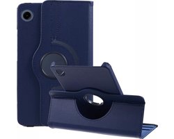 Phreeze Draaibare Tablet Hoes - Geschikt voor Samsung Galaxy Tab A9 Plus Hoesje - 11 inch - Eco Leer - 360° Graden Draaibaar - Elastiek Afsluiting - Donker Blauw