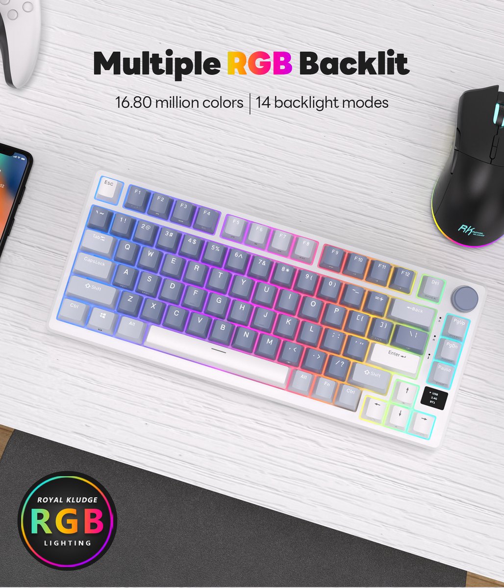 Royal Kludge RKM75 - Compact gamingtoetsenbord met display thumbnail 5