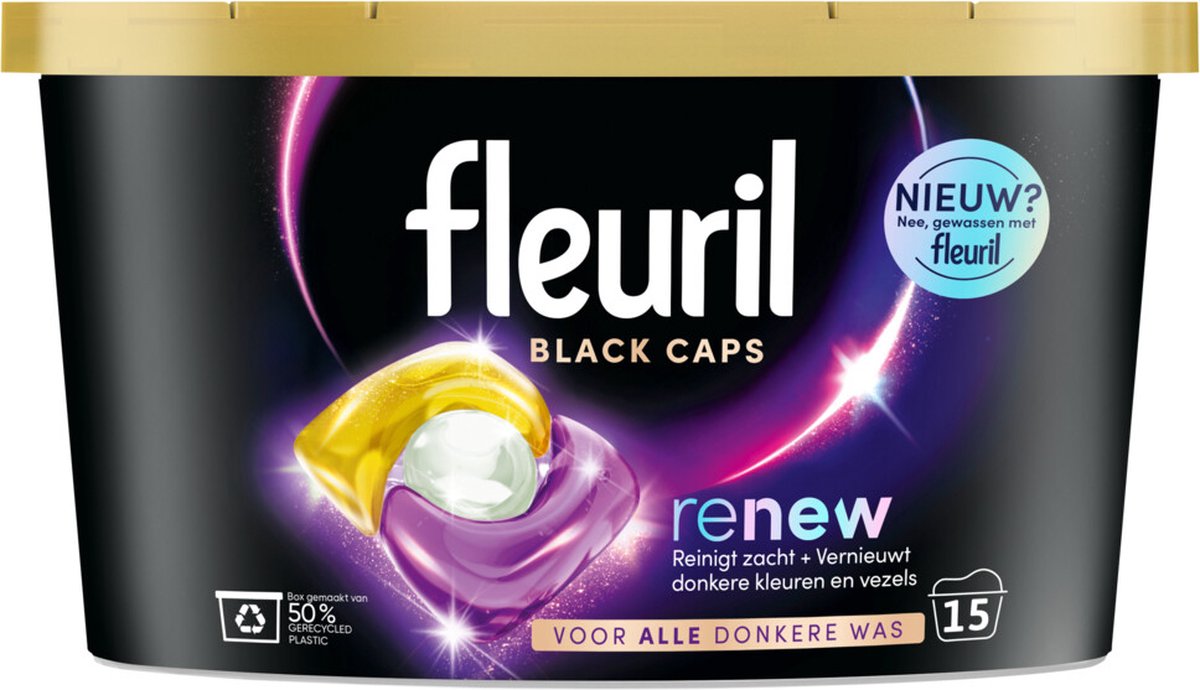 8x Fleuril Renew Black Caps 15 Wasbeurten 15 stuks
