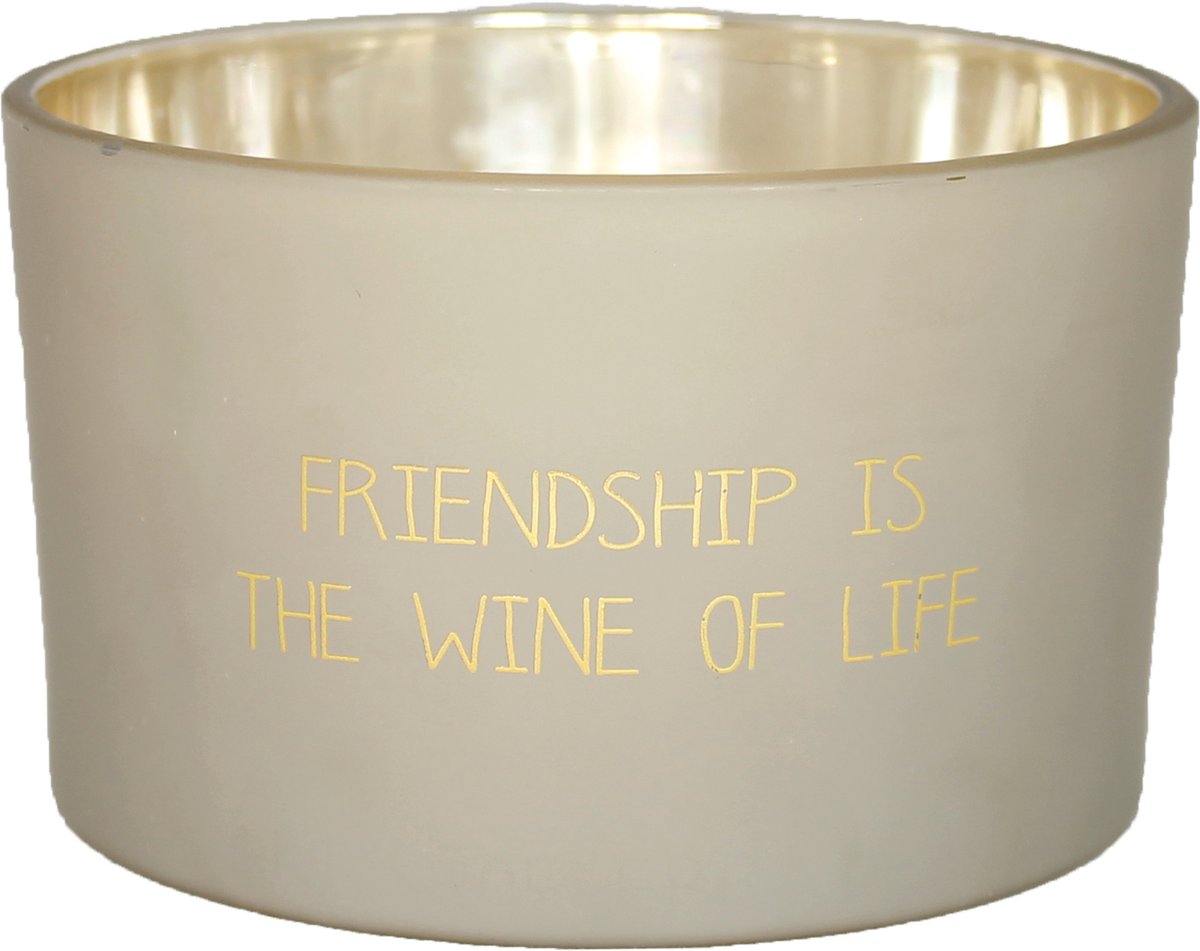 My Flame Lifestyle MY FLAME - Sojakaars 'Friendship is the wine of life' - Geur: Fig's Delight - 50 branduren Grijs