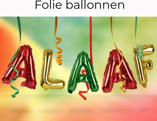 Design407 - Folie ballonnen Alaaf - Rood Geel Groen - Carnaval - Vastelaovend - Carnaval decoratie - Carnaval accessoires - Carnaval versiering - Limburg - Ballon - Folieballon