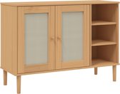 vidaXL - Dressoir - SENJA - 112x40x80 - cm - rattan - massief - grenenhout - bruin