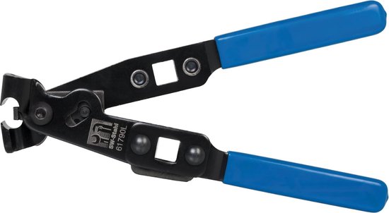 Pince noire pour soufflet de cardan avec poignées bleues et le texte "SW-Stahl 61790L".