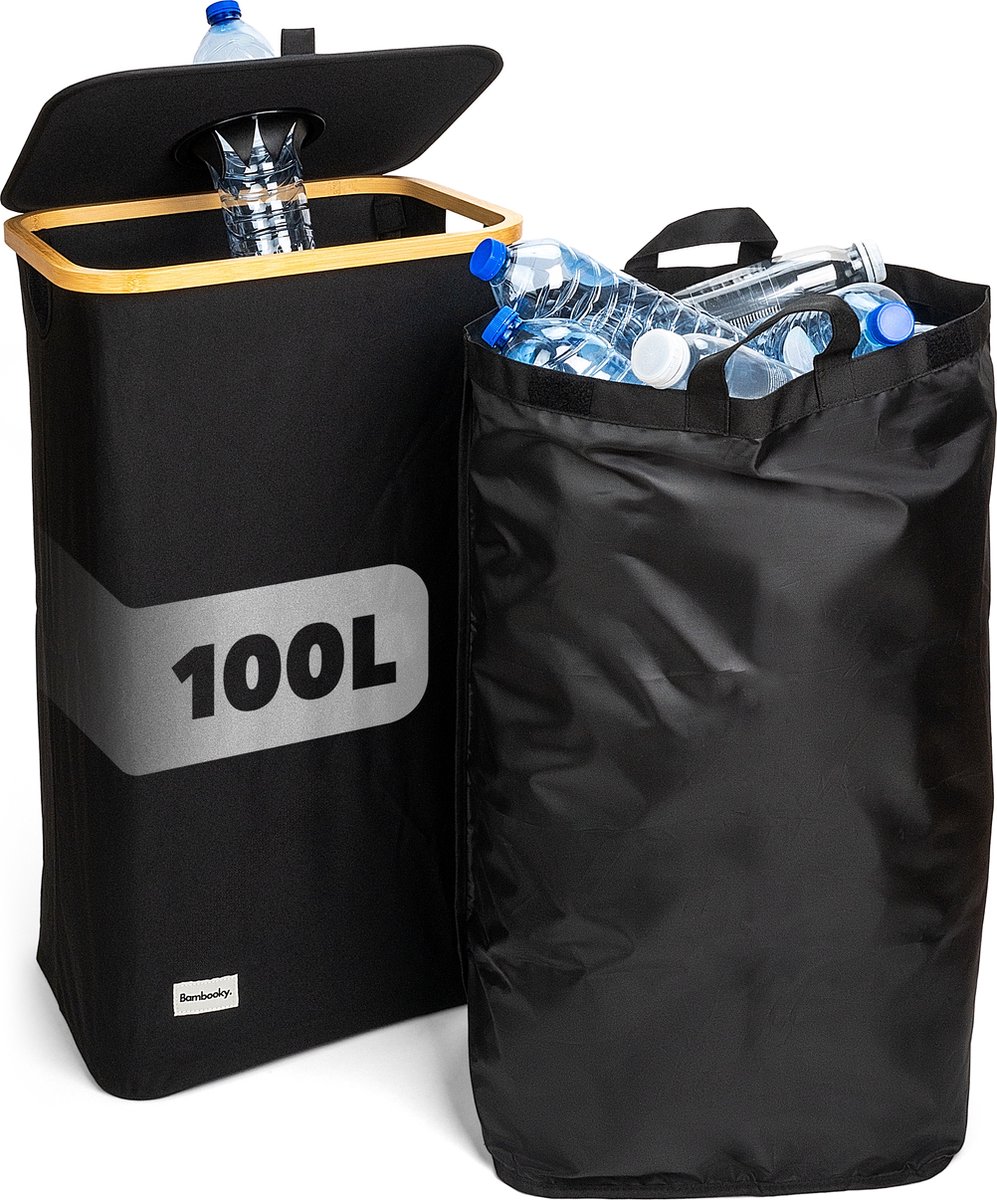 Bambooky. - Afvalscheiding - Recycle Afvalbak - 100L - Statiegeld Container - Lege flessen