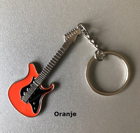 porte-clés guitare rouge / argent, modèle Fender