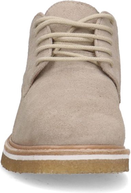 Manfield - Heren - Beige suède veterschoenen - Maat 41