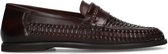 Manfield - Heren - Bruine leren gevlochten loafers - Maat 44