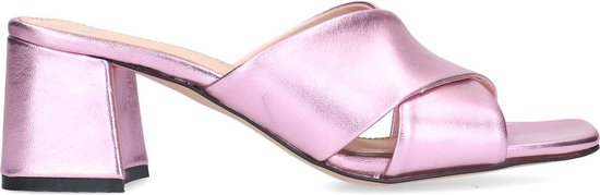 Manfield - Dames - Roze metallic sandalen met hak - Maat 37