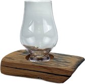 Whiskyglashouder van oude whiskyvaten met 1 Glencairn Whiskyglas - Darach en Glencairn Crystal Scotland