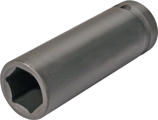 Zwarte, cilindrische slagmoeraanzetter met een 13mm zeskantige opening.