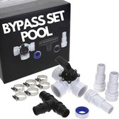 Amapool bypassset zwembad 38mm I 12-delige set voor zwembadverwarming en zandfiltersysteem I 3-wegklep zwembad I aansluitset zwembad I complete set voor zwembadslang 32mm en 38mm