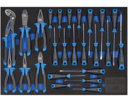 SW-Stahl Z3011-6 werkplaatswagenassortiment, schroevendraaiers en tangen, 25-delig, gereedschapswagen-inzetstukken, professionele werkplaatsuitrusting, gereedschapsinzet uitgerust voor voertuigen, gereedschapsset