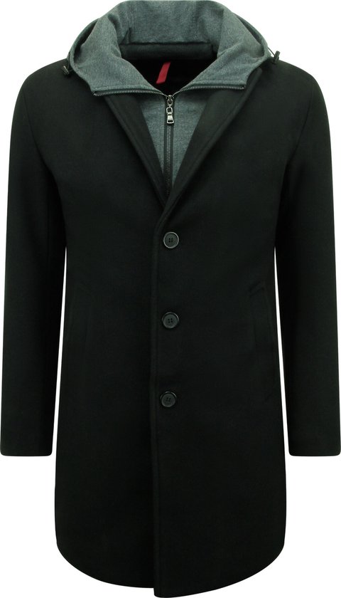 Winterjas Heren - Parka Heren Winterjas - Trenchcoat Heren - Mantel Jas Heren - Overcoat Heren - Slim Fit / Getailleerde Jas - 807 - Zwarte Jas