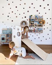 Leea's Tower montessori leertoren - met glijbaan/magnetisch whiteboard - model M - naturel wood - de meest multifunctionele leertoren - keukenhulp - montessori speelgoed - keukentoren