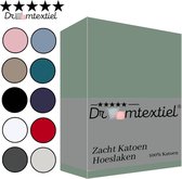 Droomtextiel Zacht Katoenen Hoeslaken Groen 140x200 cm - Hoge Hoek - Perfecte Pasvorm - Heerlijk Zacht