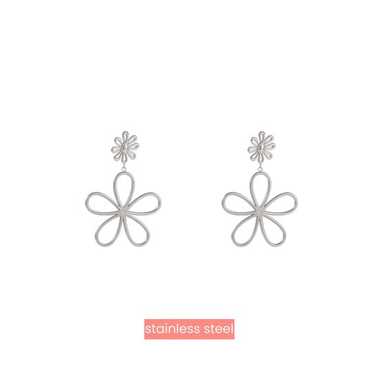 Go Dutch Label Boucles d'oreilles pendantes grandes fleurs Argent