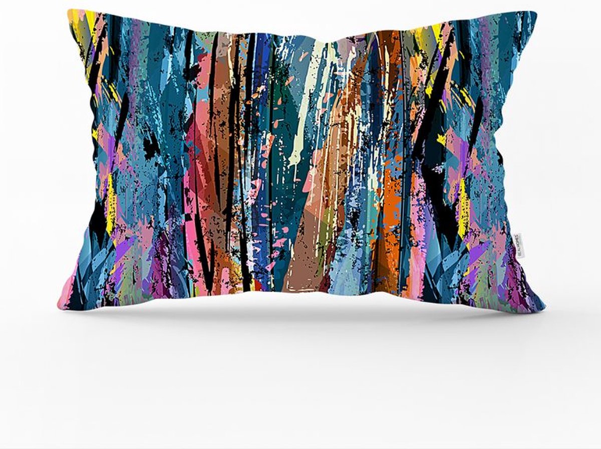 De Groen Home KUNST Velvet Kussenhoes 30x50 cm - Waterverf - Fluweel Sierkussenhoes Blauw
