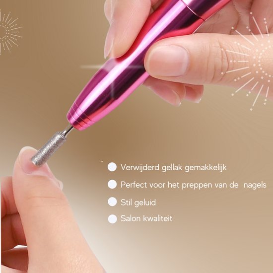 Elektrische Nagelfrees / Nagelvijl - 11 Bitjes en Schuurrolletjes - Manicure / Pedicure - Roze - NOIRIEUX®