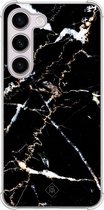 Casimoda® hoesje - Geschikt voor Samsung Galaxy S23 Plus - Marmer Zwart - Shockproof case - Extra sterk - TPU/polycarbonaat - Zwart, Transparant