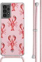 Casimoda® hoesje met rosegoud koord - Geschikt voor Samsung A13 4G - Lobster - Afneembaar koord - TPU/polycarbonaat - Roze