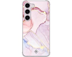 Casimoda® hoesje - Geschikt voor Samsung Galaxy S23 Plus - Marmer roze paars - Shockproof case - Extra sterk - TPU/polycarbonaat - Paars, Transparant