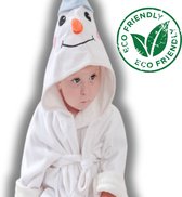 BoefieBoef Eco Sneeuwpop Baby Badjas Dier met Capuchon Kind - Bamboe Peuter Ochtendjas - 0 tot 2 jaar - Kinder Badcape - Kleuter Handdoek- Baby Badponcho - Kleuter Poncho - kraamcadeau - dierenbadjas