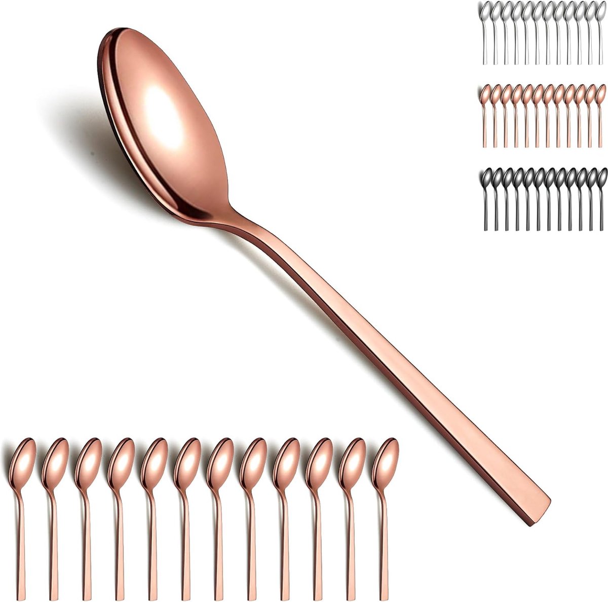 Roségouden soeplepel 12 stuks moderne titanium coating roestvrij staal eetlepel lepel bestek voor thuis restaurant hotel dagelijks gebruik vaatwasmachinebestendig