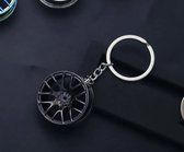 Sleutelhanger velg zwart- Zilver - Scooter sleutelhanger - Motor sleutelhanger