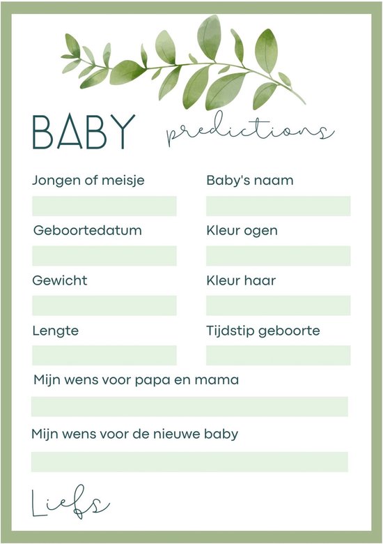 Babyshower - Babyshower spellen - Babyshower invulkaarten - Babyshower ...