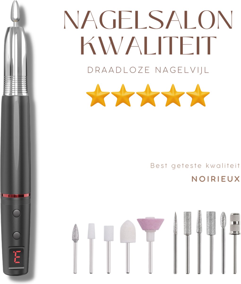 Elektrische nagelvijl - 11 Nagelfrees bitjes - Nagelfrees - DRAADLOOS - Nagelvijl - Nagelvijl electrisch - Manicure / Pedicure - NOIRIEUX®