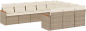 vidaXL - 10-delige - Loungeset - met - kussens - poly - rattan - beige