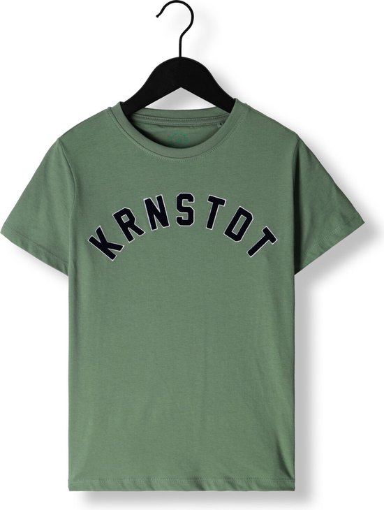 Kronstadt Timmi Organic/recycled Flock Print Tee Polo's & T-shirts Jongens - Polo shirt - Groen - Maat 146/152