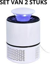 Muggenlamp - Witte Insectenlamp - Vernieuwd Design - zonder Schadelijke Stoffen - USB Aansluiting - Set van 2 Stuks