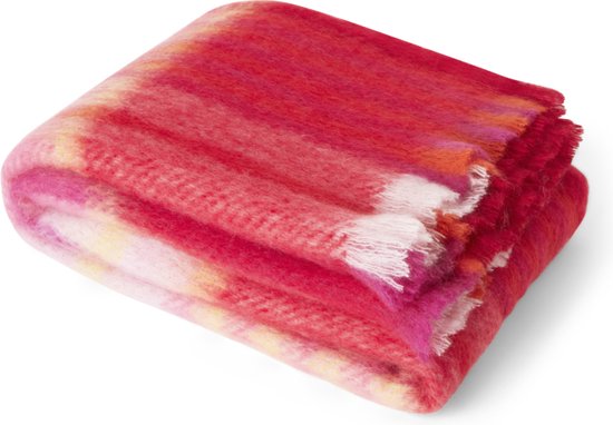 Stackelbergs Plaid-Mohairdeken Mohair-Wol Rood L 140 cm B 180 cm