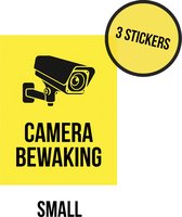 Pictogram/ sticker | 8 x 12 cm | "Camerabewaking" | Geel | 3 stuks | CCTV | Security | Videobewaking | U wordt gefilmd | Stickers | Camera bewaking | Rechthoek