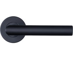 Ostiumhome® Bobbio - Deurklink - Zwart op Ronde Rozet - 130mm - Geschikt voor binnen deuren - Mat Zwart
