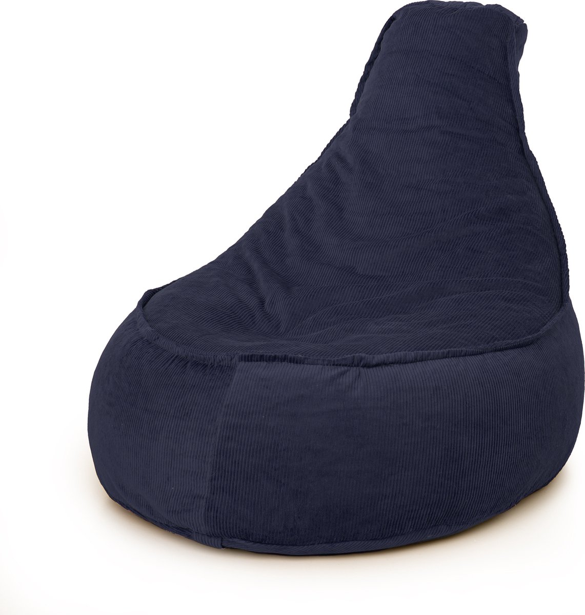 Drop & Sit - zitzak/stoel - trendy rib (corduroy) - donker blauw - Noa JR - 100 Liter