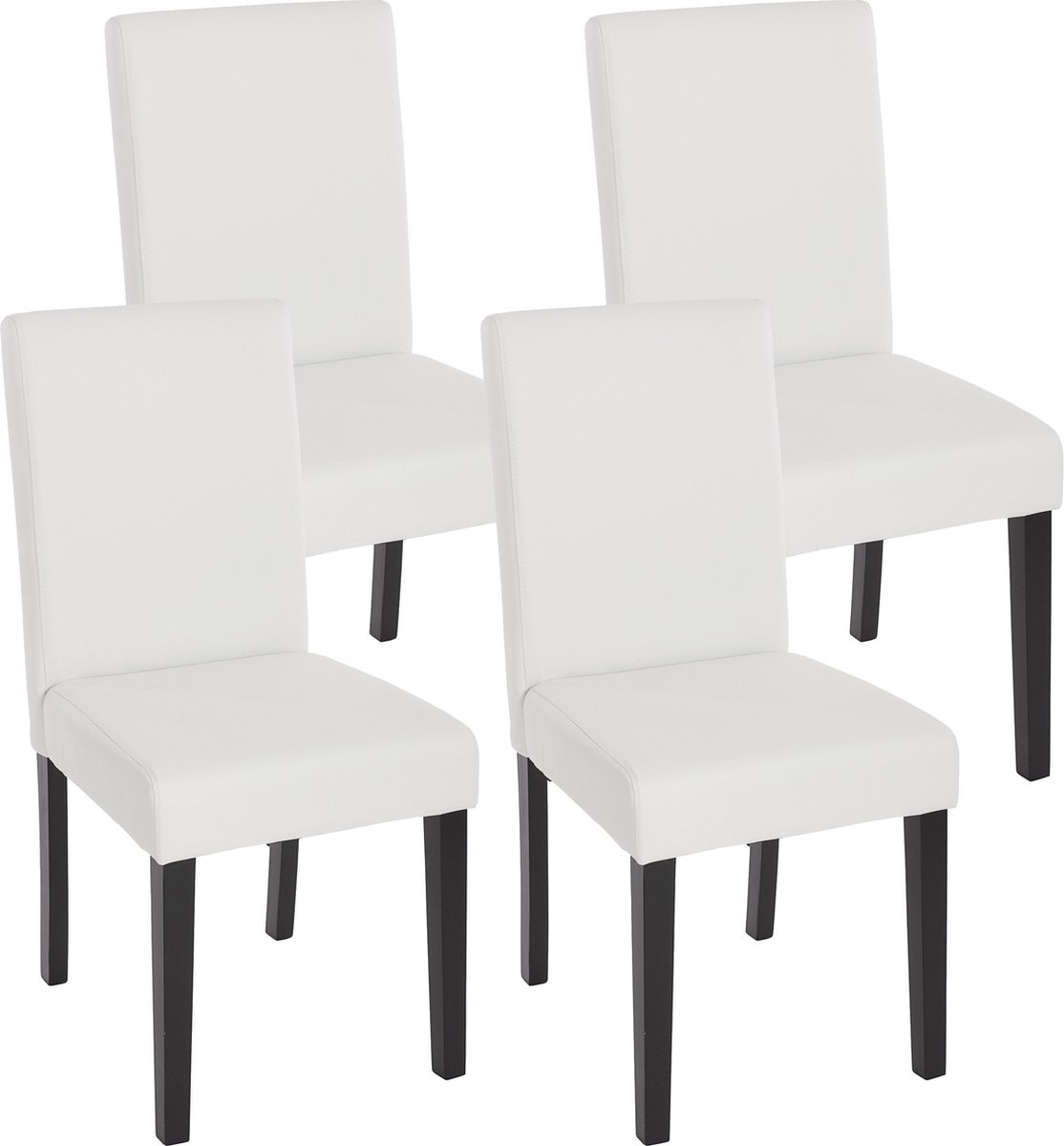 Cosmo Casa Set Van 4 Eetkamerstoelen - Keukenstoelen - Kunstleer - Mat Wit - Donkere Poten