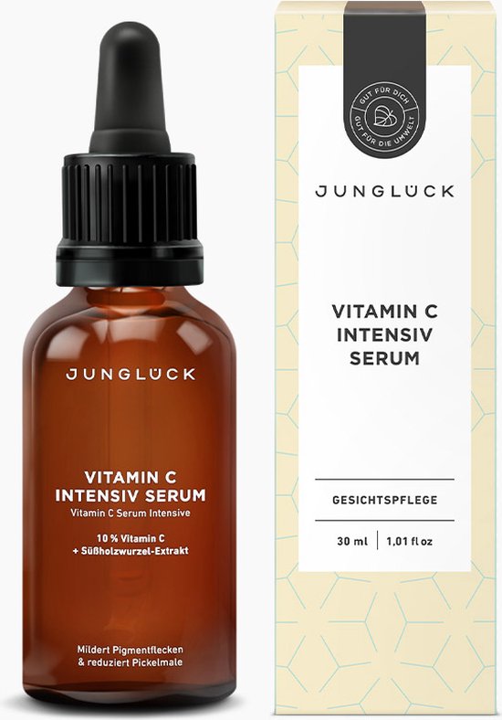 JUNGLÜCK | Vitamine C Intensief Serum | Sterk geconcentreerd serum voor het verminderen van pigmentvlekken & puistjes | 10% vitamine C | 30 ml