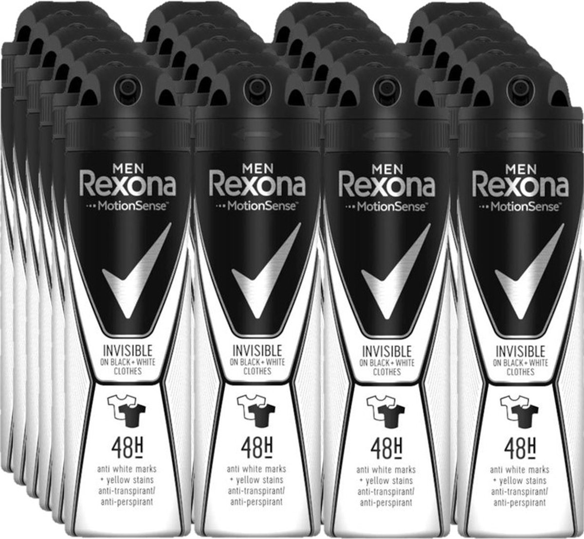 Goedkoopste Rexona Deo Spray Men – Invisible Black White - 24 x 150 ml