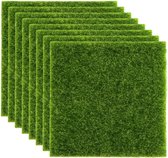 8 stuks kunstgras - 15 x 15 cm - modelbouw gras nep gras voor miniatuur landschap, knutselen, tuin terras decoratie