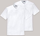 Schiesser Basic T-shirt blanc pour homme en coton à col en V, lot de 2 - 3XL