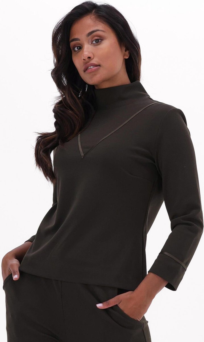 Ana Alcazar Top Reach Compliant Tops & T-shirts Dames - Shirt - Khaki - Maat 40