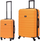BlockTravel kofferset 2 delig ABS ruimbagage en handbagage 39 en 74 liter - inbouw TSA slot - oranje
