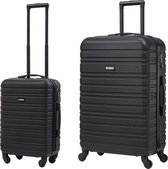 BlockTravel kofferset 2 delig ABS ruimbagage en handbagage 39 en 74 liter - inbouw TSA slot - zwart